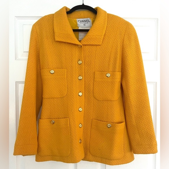 CHANEL Jackets & Blazers - Vintage Chanel Tweed Yellow Jacket